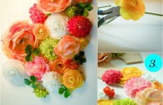 Postupak izrade: isecite drške cveća i poređajte cvetove na slova pre lepljenja.