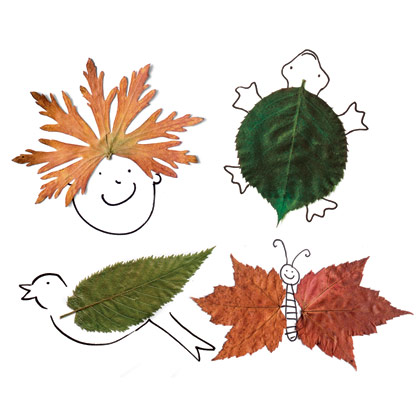 Kombinacija crtanja i lepljenja jesenjeg lišća.